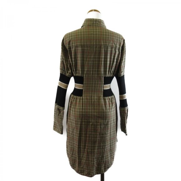 Burberry - Rib Knit Panel Check Cotton Poplin Shirt Dress - Size 36 - Picture 7 of 16